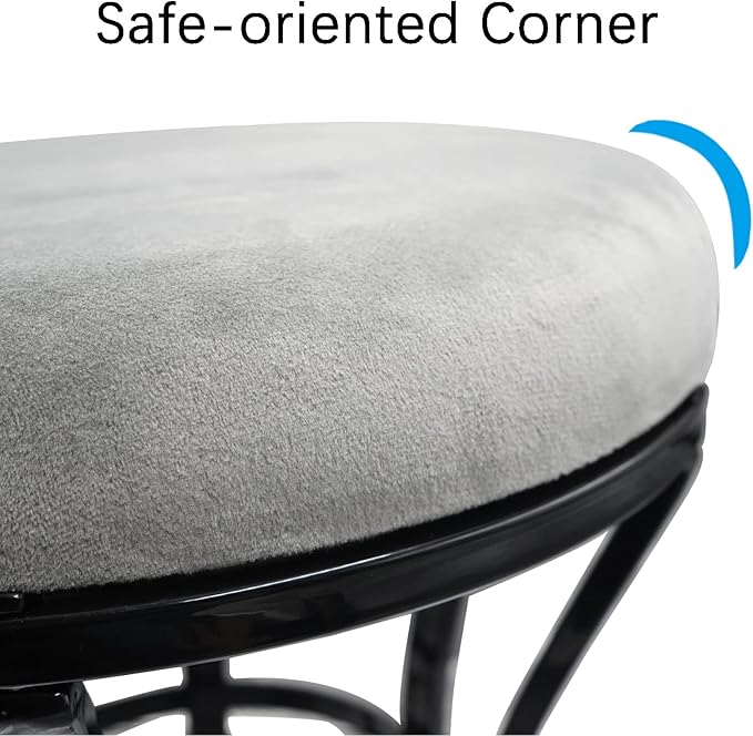 Vanity Stool, Round Ottoman Foot Stool, Velvet Footrest Vanity Chair - Image 4