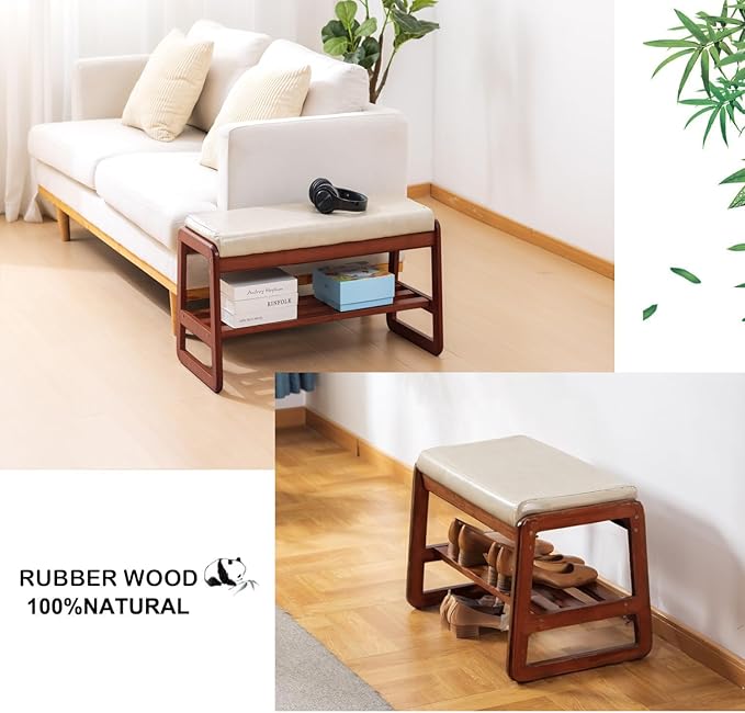 latifolia Solid Wood Bench, Entryway Shoe Bench - Image 6