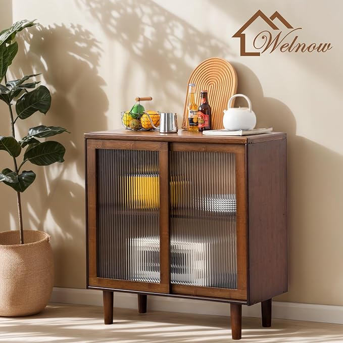 Welnow Buffet Cabinet, Bamboo Sideboard - Image 2