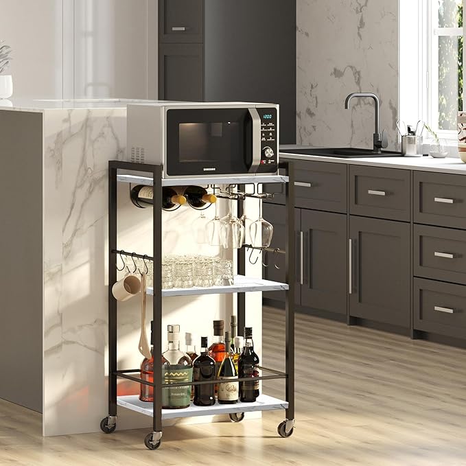 TUTOTAK Bar Cart, Home Bar Serving Cart, Small Wine Cart - Image 2