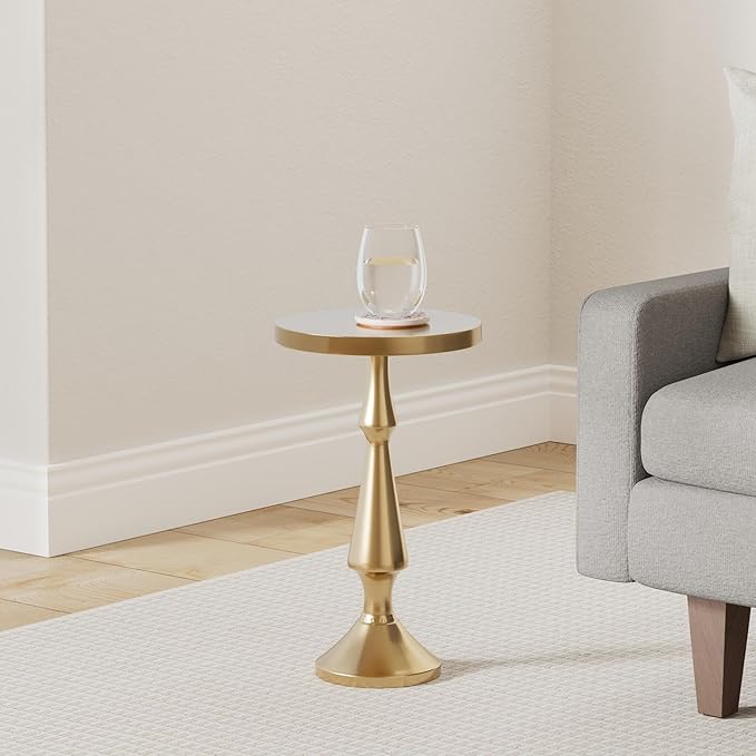 OBJET D'ART Small Round Gold End Tables, Vintage Metal Accent, Coctail and - Image 2