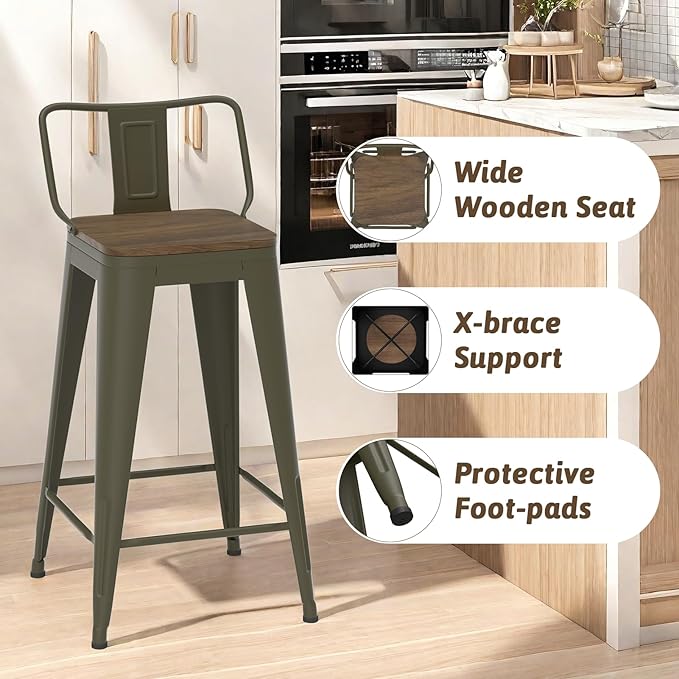 26 Inch Swivel Bar Stools Set of 4, Counter Height Bar Stools - Image 5