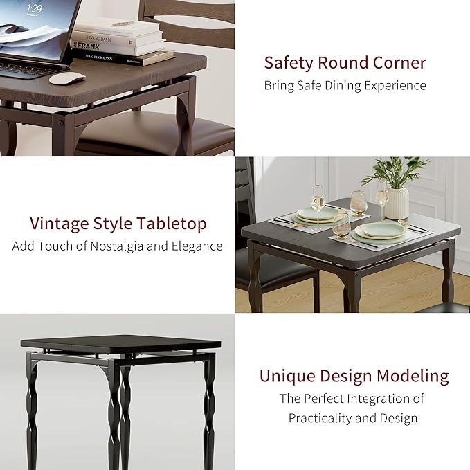 GarveeHome Dining Table Set for 2, Dining Table and Chairs Set of 2, 3 Piece - Image 4