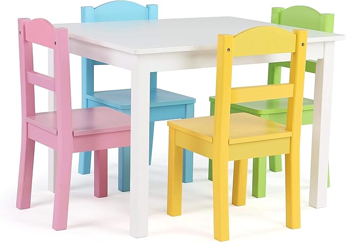Humble Crew Kids Wooden Table and 4 Chairs Set, and Snack Time - Image 7