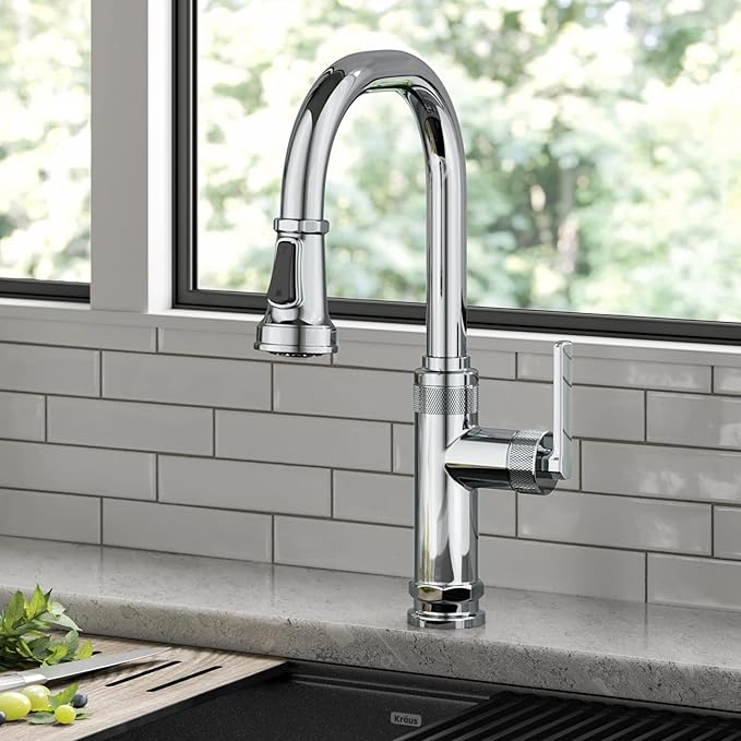 KRAUS Allyn Industrial Pull-Down Single Handle Kitchen Faucet in Chrome - Image 2