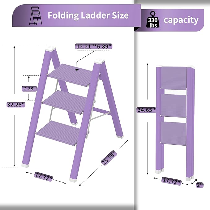 3 Step Lightweight Folding Ladder - Image 4