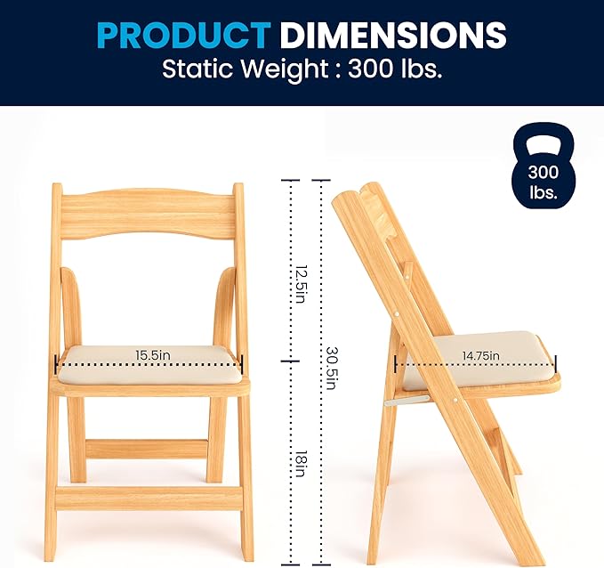 Flash Furniture 2 Pack HERCULES Series Natural Wood Folding Chair - Image 2