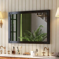VocalStar Black Wood Framed Mirror 28 x 40 Inch, Rustic Natural Black Wooden by VOCALSTAR