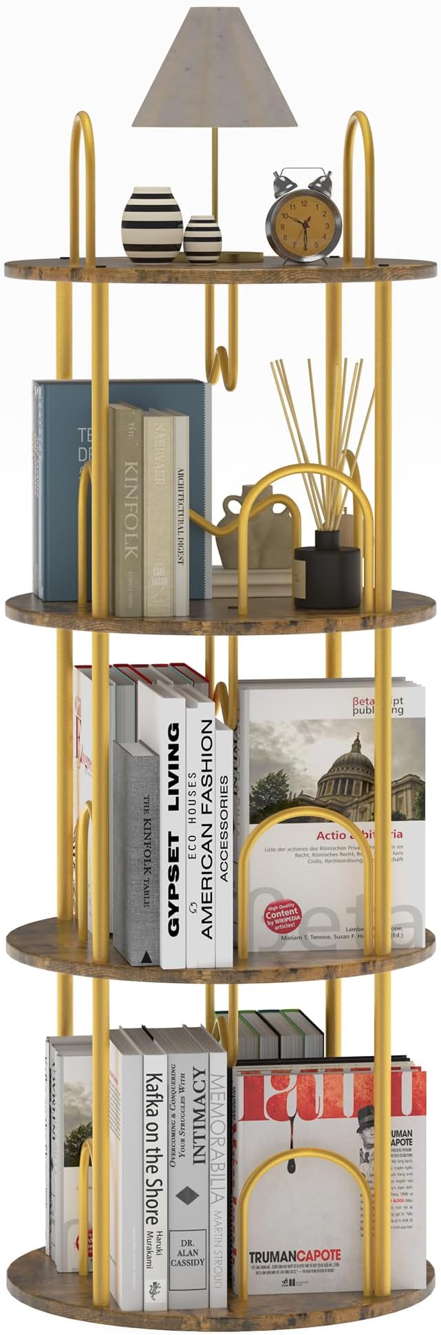 3 Tier Rotating Bookshelf, 360° Spinning Bookshelf Tower, Round Narrow Space by Merkisa