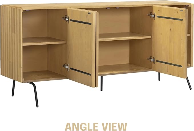 NTC Veil Modern Sideboard with 4 Doors, Buffet Cabinet with Vertical Groove - Image 7