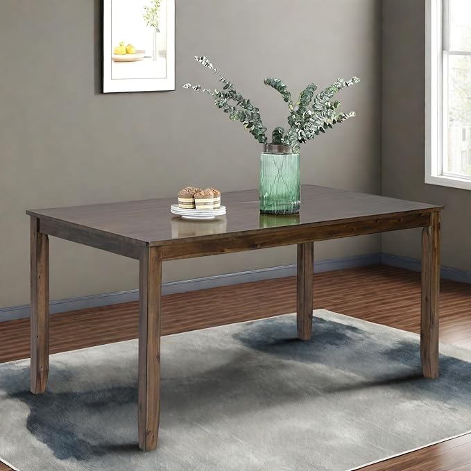 Dining Table for 4, Wooden Rectangular Kitchen Table - Image 6