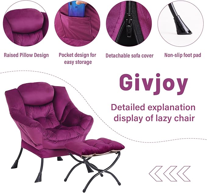 Lazy Chair and Ottoman, Large Accent Lounge Chair - Image 4