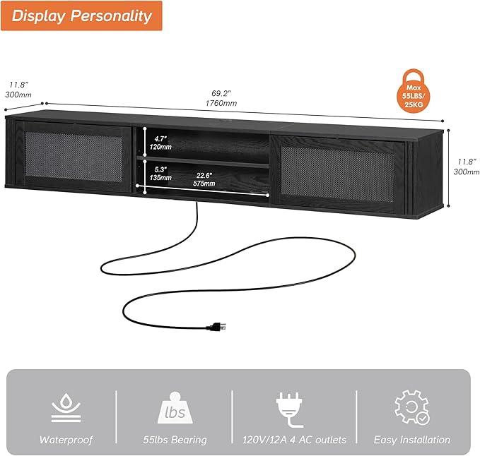 WAMPAT 70" Floating TV Stand - Image 4