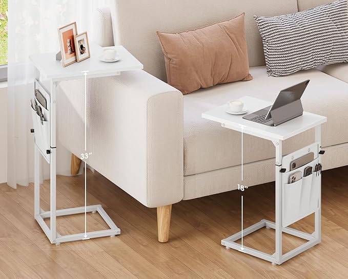 Vagusicc C Shaped End Table, Adjustable Height Recliner Table Small Couch Side - Image 3