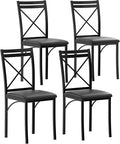 VECELO Metal Dining Chairs Set of 4, Steel Legs and PU Leather Cushion Seats by VECELO
