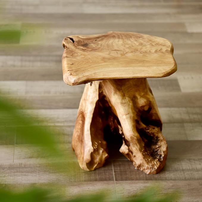 WELLAND Natural Cedar Stump Stool, Live Edge Side Table, Plant Stand, Small - Image 7