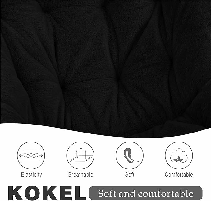 Kokel Plush Folding Chair and Ottoman Padded Metal Frame Living Room Chair - Image 5