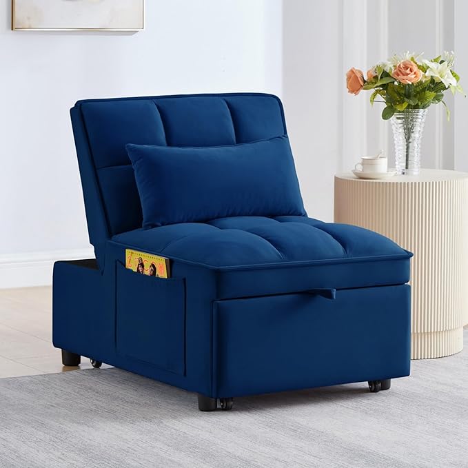 KEIKI Velvet Single Convertible Sleeper Chair Sofa Bed - Image 6