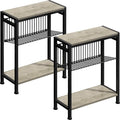 Small Side Table Set of 2 for Small Space, 3-Tier Narrow End Table by HOME