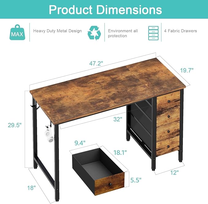 Lufeiya 47 inch Computer Desk - Image 3