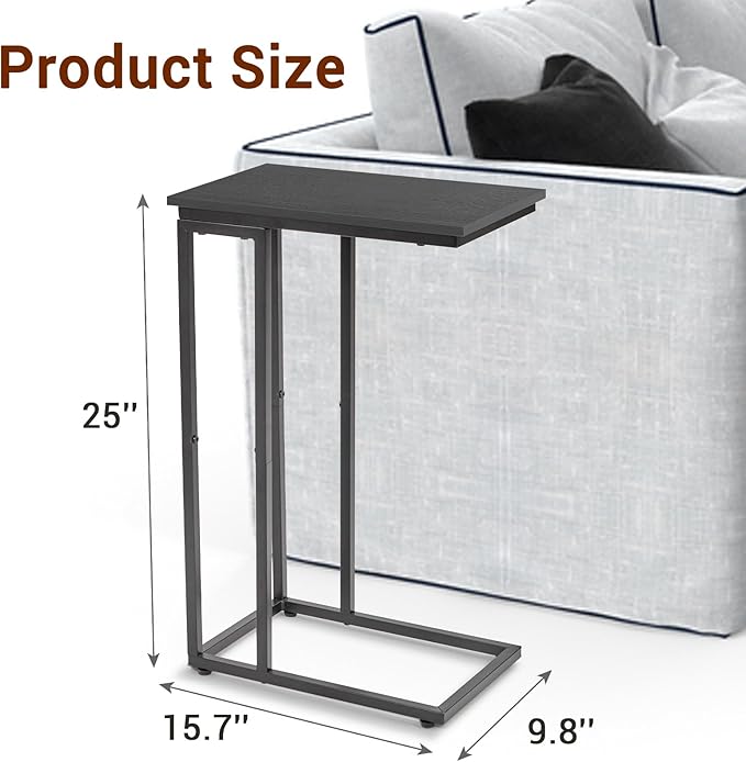 C-Shaped End Table, TV Tray Set of 2, Couch Side Laptop Desk, - Image 3