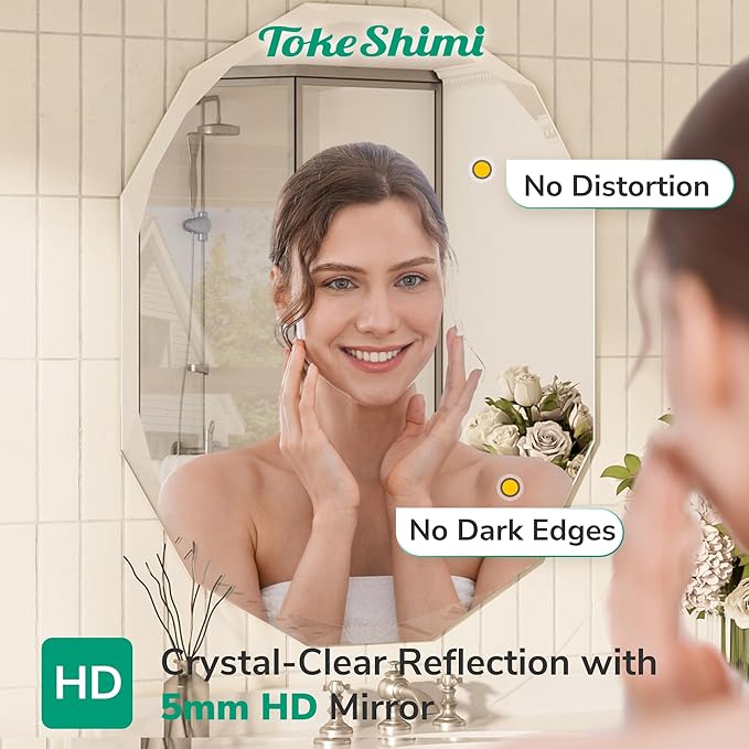 TokeShimi 24x36 Oval Bathroom Vanity Mirror Beveled, Frameless Mirror Bathroom - Image 4