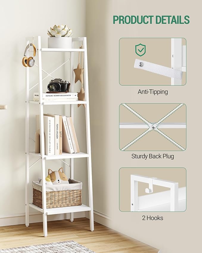 Ladder Shelf, Bookshelf Bookcase, Freestanding Corner Storage Shelve - Image 3