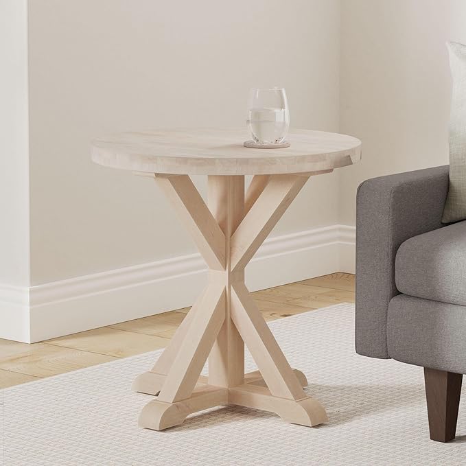 IC International Concepts, Sierra Round End Table, Solid Wood, Real Parawood - Image 2