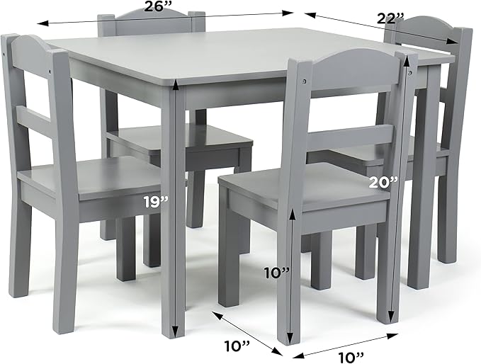 Humble Crew Kids Wooden Table and 4 Chairs Set, and Snack Time - Image 3
