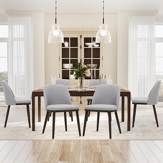 COLAMY Upholstered Dining Chairs Set of 6, Wooden Kitchen Chairs by COLAMYINC