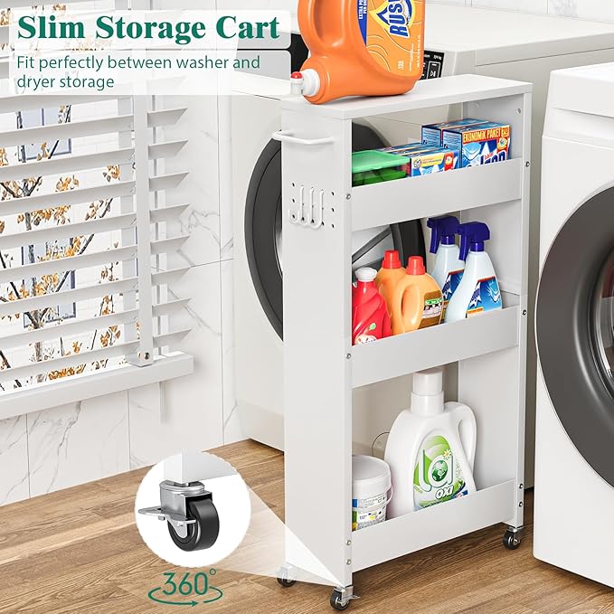 Slim Storage Cart, 4 Tier Rolling Kitchen Cart on Wheels - Image 2