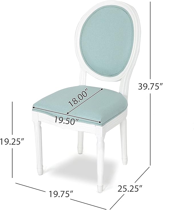 Christopher Knight Home Phinnaeus Fabric Dining Chairs, 2-Pcs Set, Light Blue - Image 3