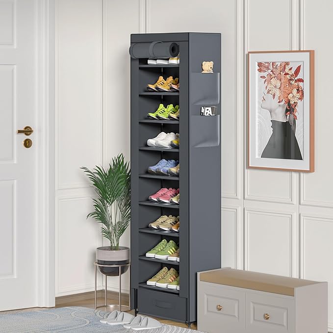 Shoes Rack 10 Tier Tall Narrow Shoe Rack - Image 8