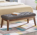 24KF Linen Upholstered Buttons Tufted Entryway Bench by WEMARTHOMEDECOR