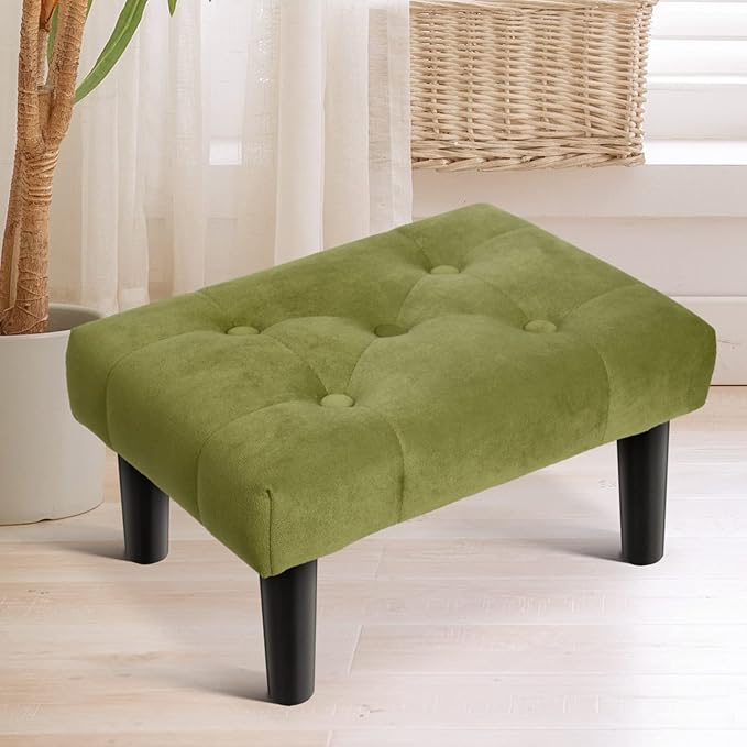HOUCHICS Small Footstool Ottoman, Velvet Soft Footrest Ottoman - Image 8