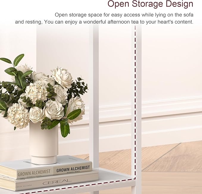 Narrow Side Table for Small Space Set of 2, 2-Tier Small End Table - Image 5