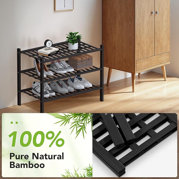 Haddockway Large 3 Tier Bamboo Shoe Rack Storage Organizer, Small Space - Image 5