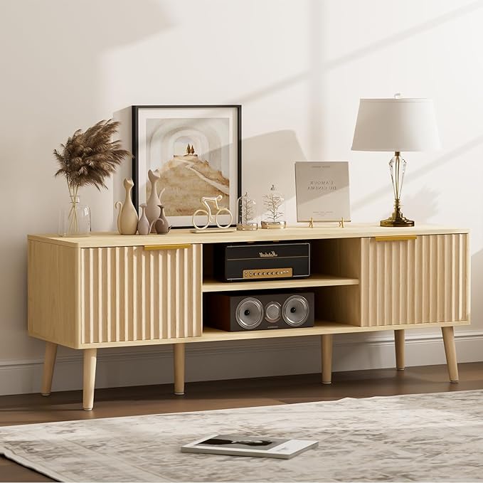 TV Stand for Living Room, Boho Entertainment Center for 55/60/65 inch TVs by Unknown