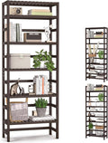Homykic 6-Tier Bamboo Bookshelves and Bookcases, Adjustable 63.4”Tall Shallow by Homykic