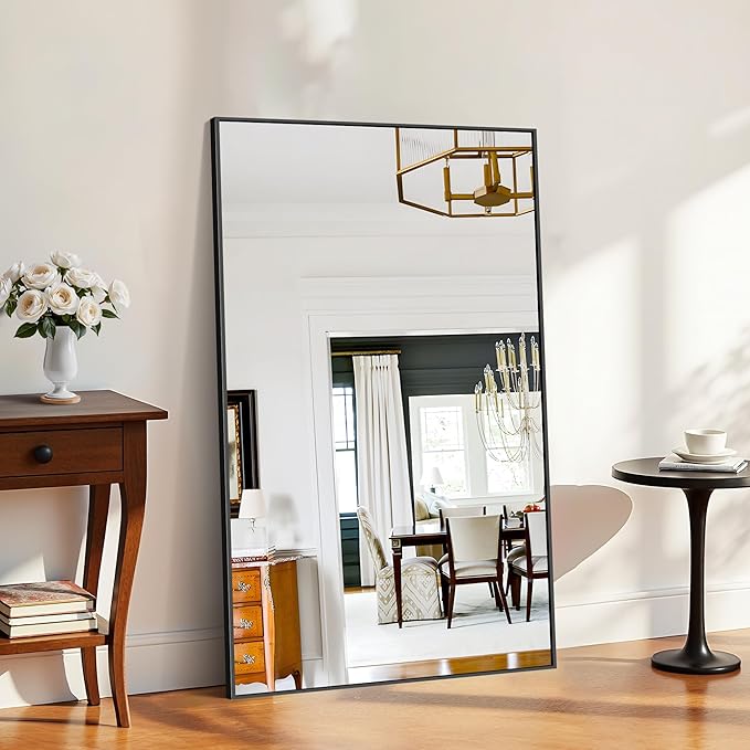 KOCUUY 60x36 Inch Large Black Wall Mounted Mirror, Aluminum Framed Decorative - Image 8