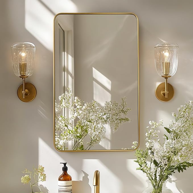 ANDY STAR 24x36 Rectangle Bathroom Mirror, Brushed Gold Stainless Steel Metal - Image 5