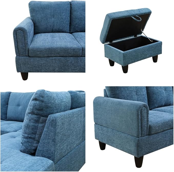 NAYSAYE Sectional Couch with Ottoman Storage, L Shaped Couch Sofa Furniture Sets - Image 5