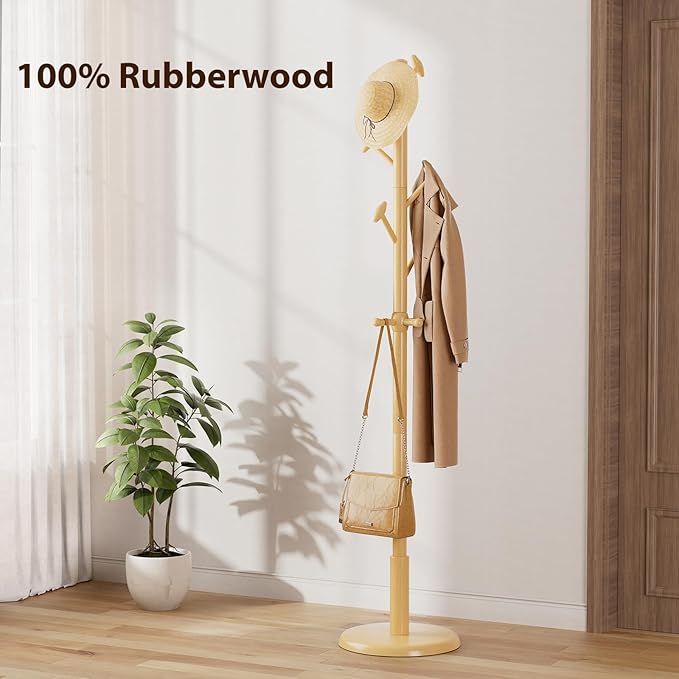Solid Wood Coat Rack Freestanding Coat Tree - Image 6