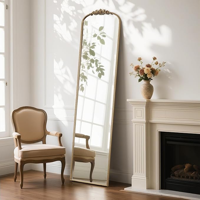 WallBeyond Arched Full Length Mirror Wall Mounted, 21x78 Inch Gold Antique - Image 2