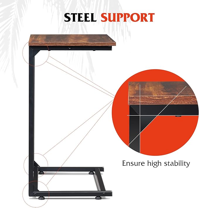 WLIVE C-Shaped End Table, Small Side Tables - Image 5