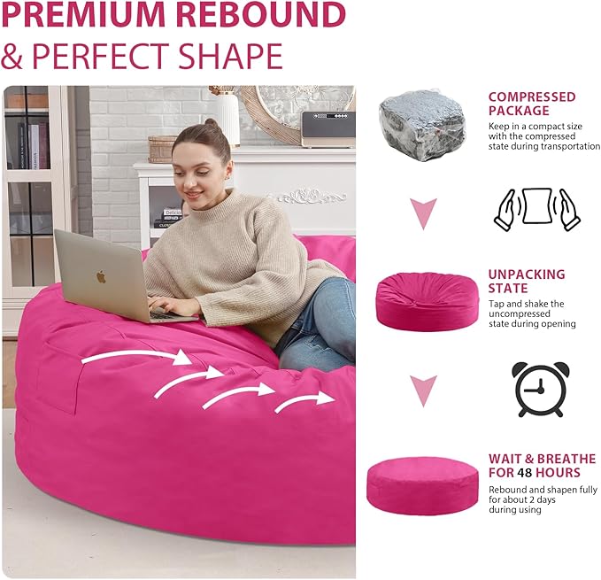 7FT Bean Bag Chair, Large Bean Bag Chairs - Image 6