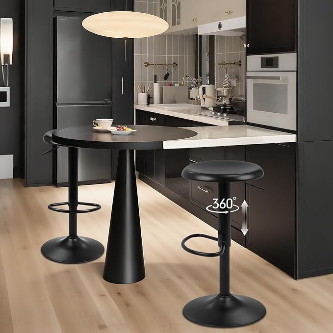 Bar Stools - 2 Pack, Adjustable Swivel Height Counter Bar Stool, Modern Metal - Image 2