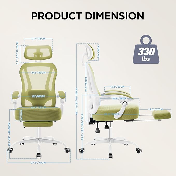 Ergonomic Office Chair with Footrest, Ultra Thick Reclining Office Desk Chair - Image 2