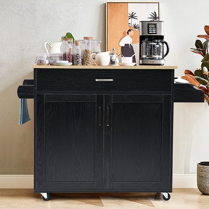 COSTWAY Kitchen Island On Wheels, Rolling Storage Trolley Cart - Image 8