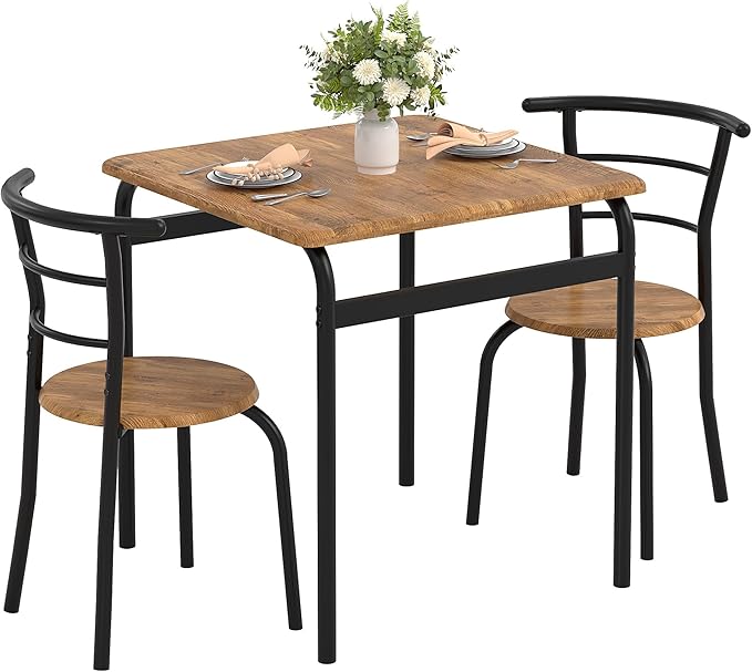 VECELO 3 Piece Dining Table & Chairs Set - Image 8